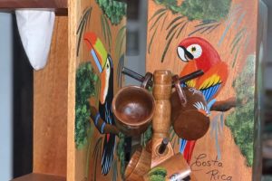 Tico gallery macaw coffee dripper and mugs in Atenas Costa Rica